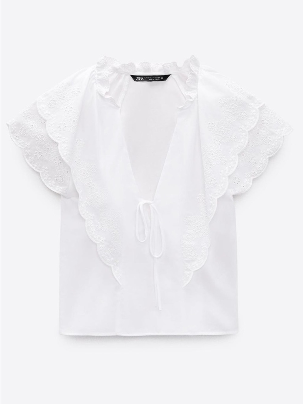Zara White Eyelet Embroidery Blouse